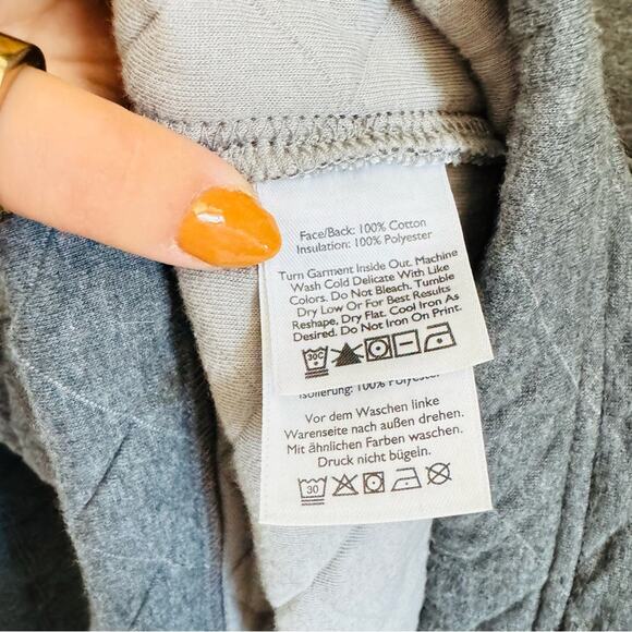 MENS EDDIE BAUER Grey Gray Quilted Half Zip Pocket Pullover Sweatshirt Sweater S - Picture 10 of 12